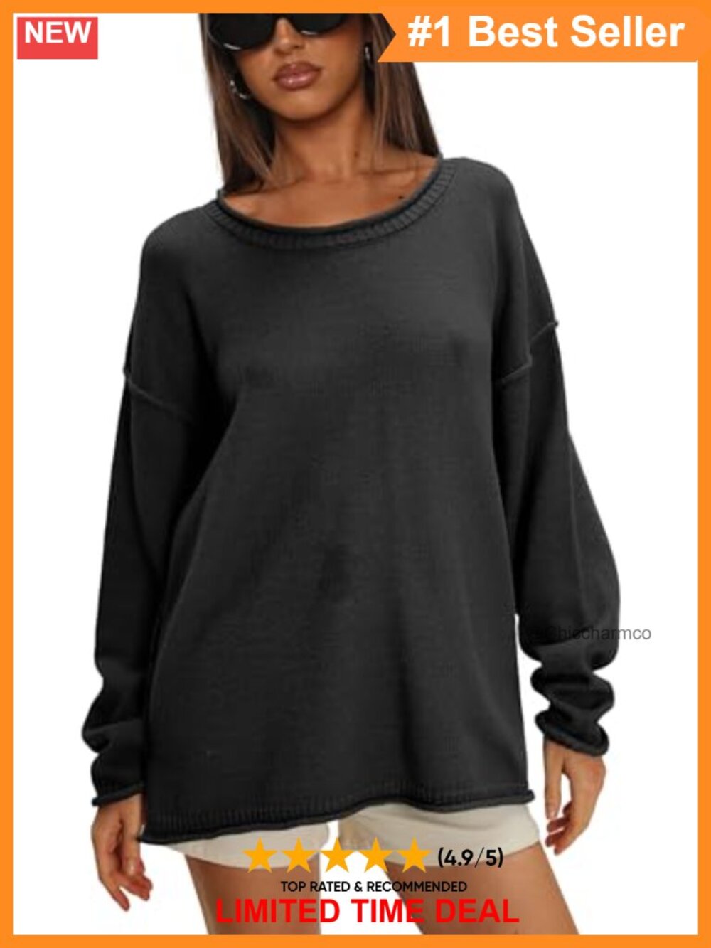 Oversized Roll Neck Knit Sweater Pullover Loose Fit Long Sleeve